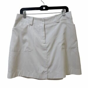 NIKE Women Golf Dri Fit Athletic Mini Skort Size 10 White Tennis Golf Pickleball
